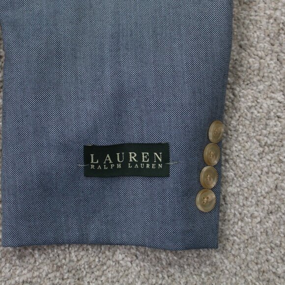 LAUREN Ralph Lauren Leland Blazer NWT Men 42 L Blue Poly/Rayon 2 Button Ventless - Picture 3 of 16